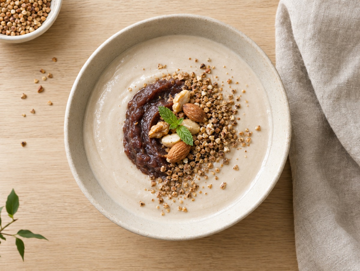메밀 크렘 팥 디저트
